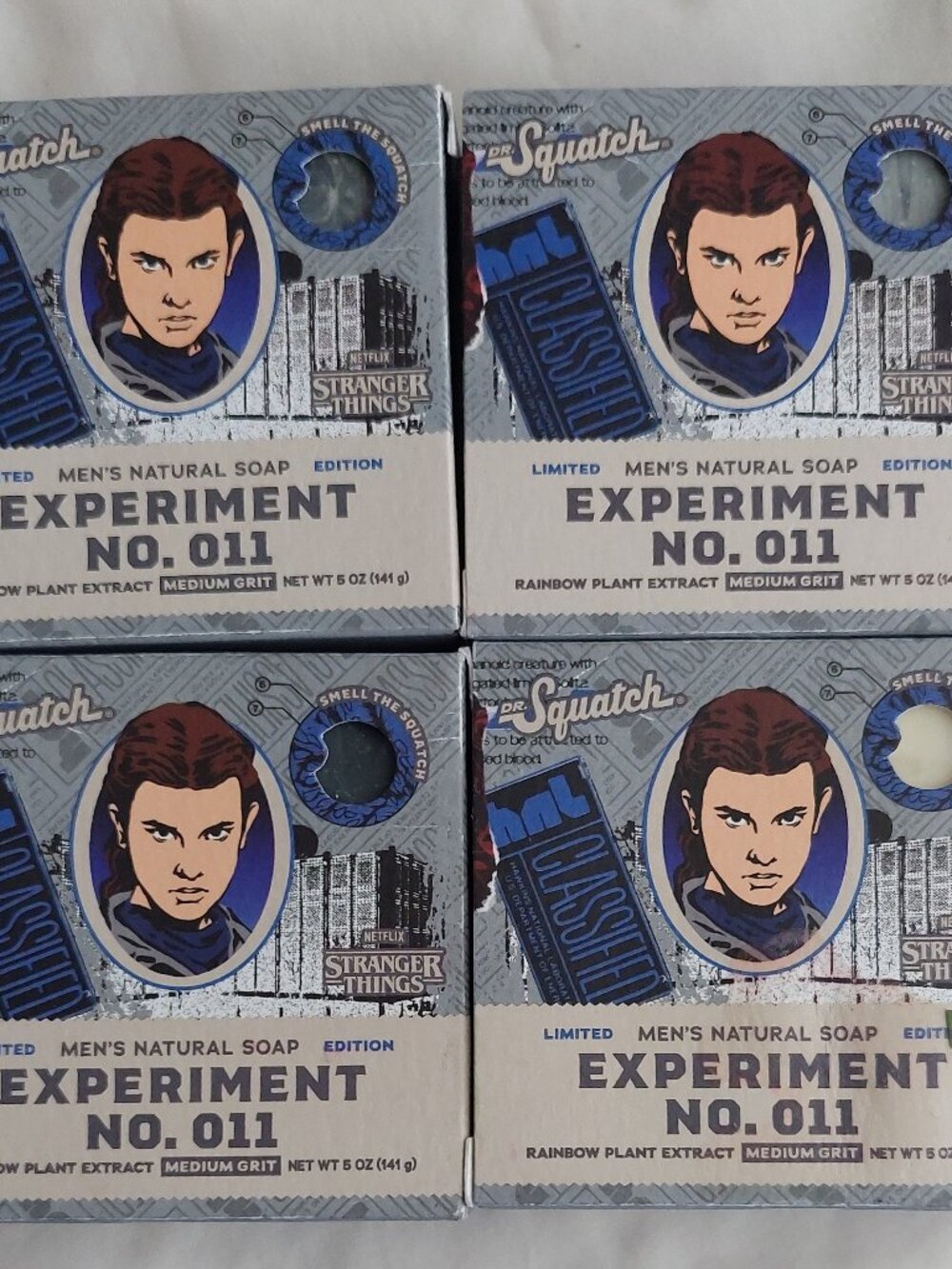 4 DR. SQUATCH Stranger Things Men's All Natural Bar Soap Experiment No. 011
